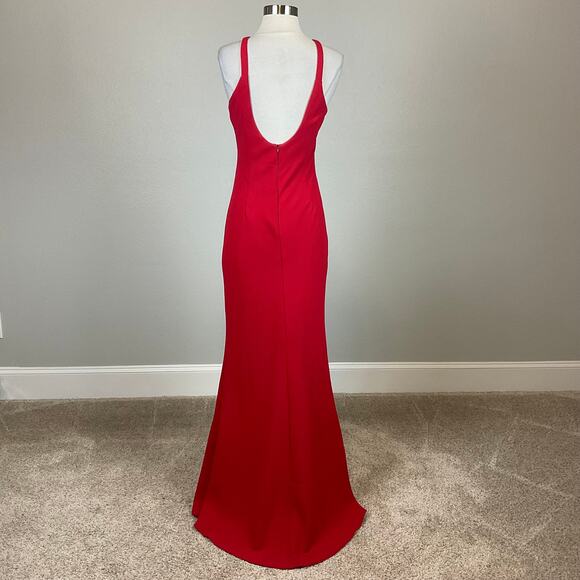 Red Backless Evening Gown Size 8 Long Sleeveless Formal Dress by AQUA - Picture 2 of 11